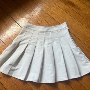 White Pleated White Mini Skirt